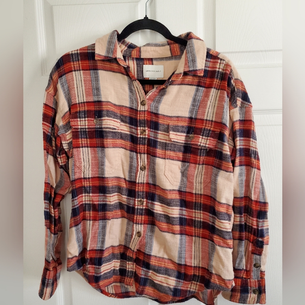 American Eagle Plaid Button Up Flannel